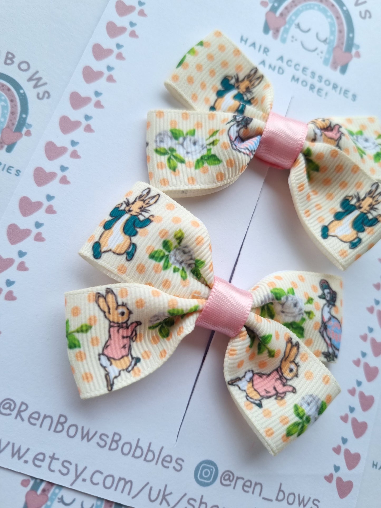 Peter Rabbit Hair Bows (with matching dummy clip available)