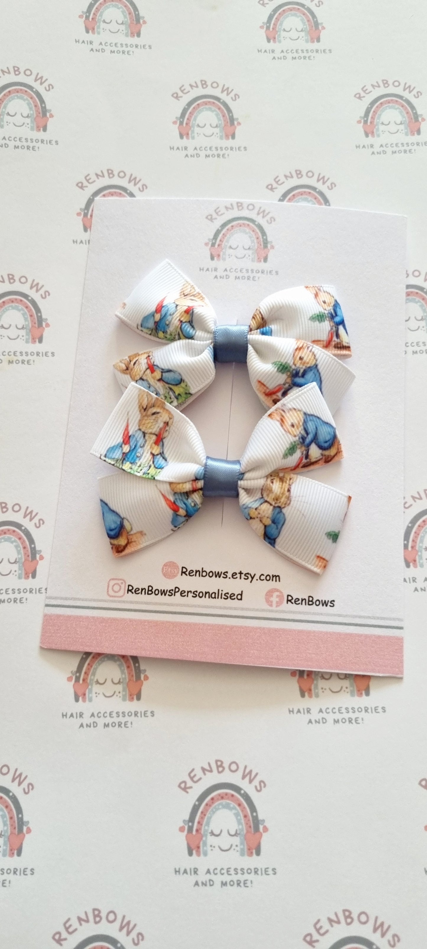 Peter Rabbit Hair Bows (with matching dummy clip available)