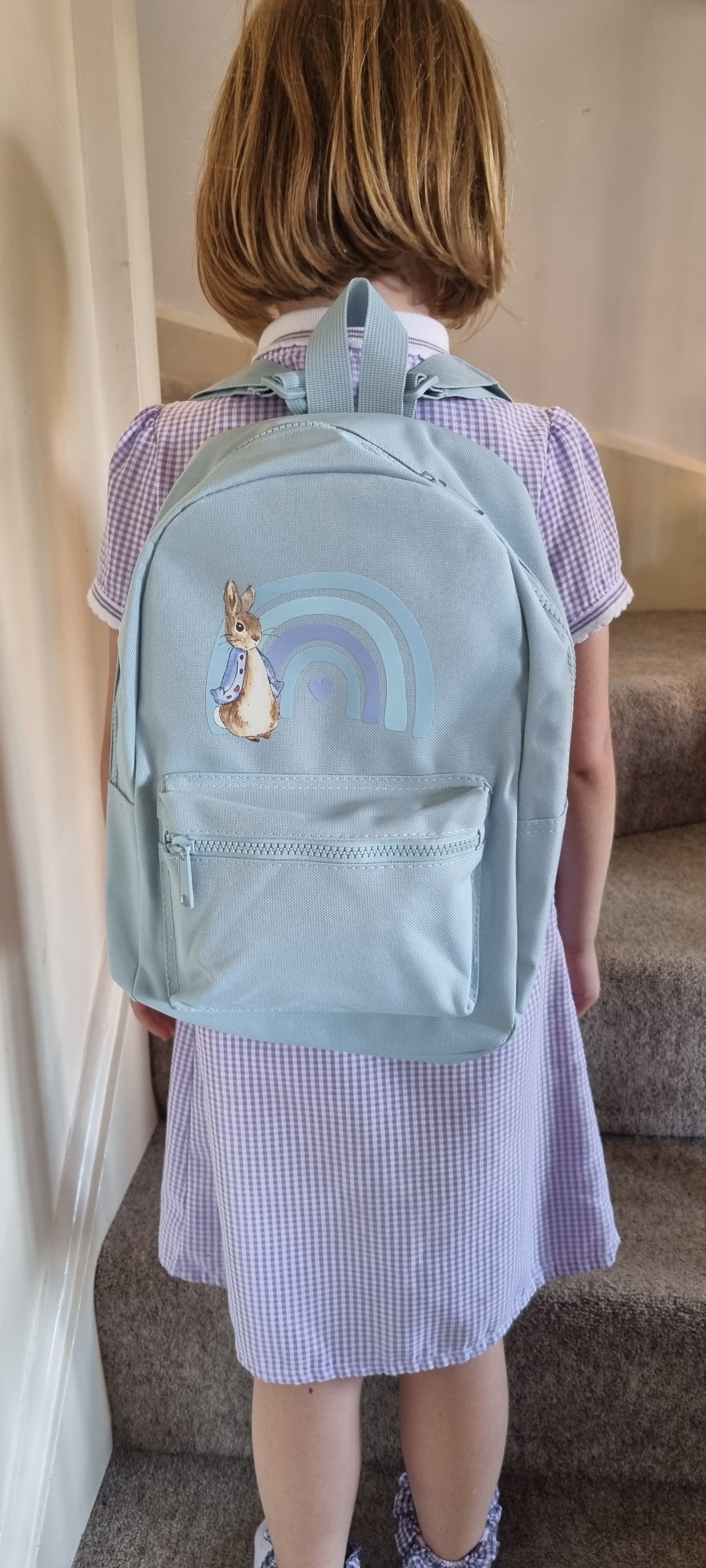 Personalised Peter Rabbit Rainbow Mini Backpack in Blue