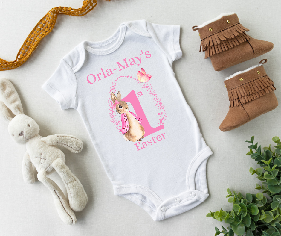 Personalised 1st Easter Vest with Flopsy Rabbit