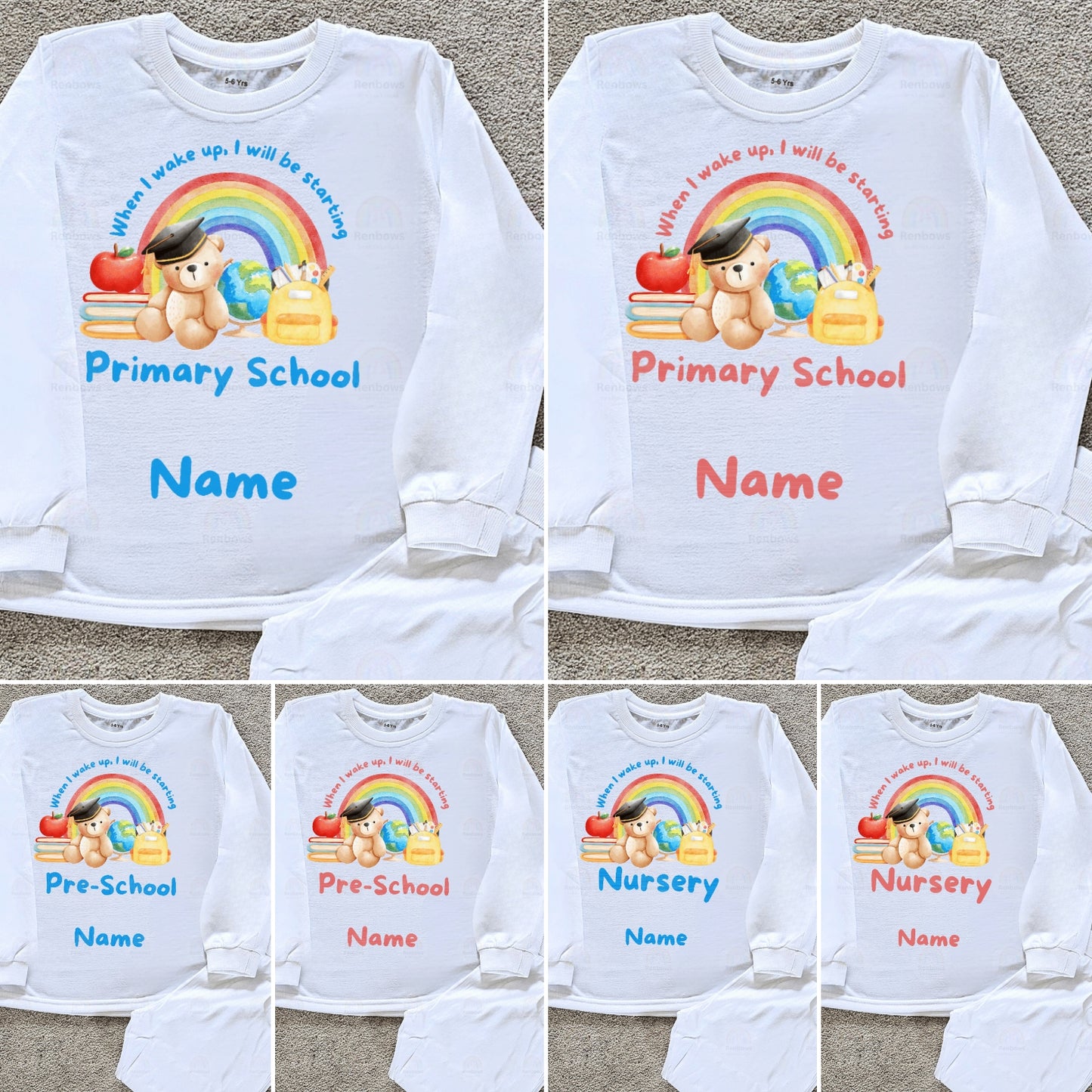 When I wake up, I will be starting Nursery, Pre-School,  Primary School PJs. Personalised.