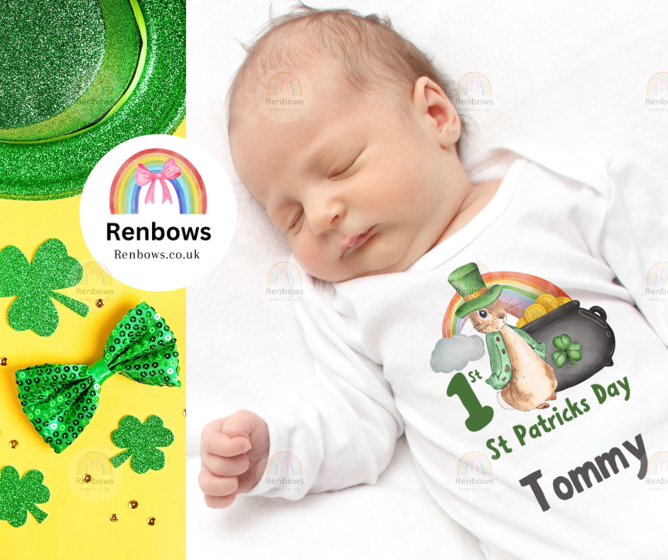 Personalised St Patricks Day Sleepsuits and Vests