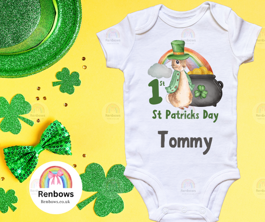 Personalised St Patricks Day Sleepsuits and Vests