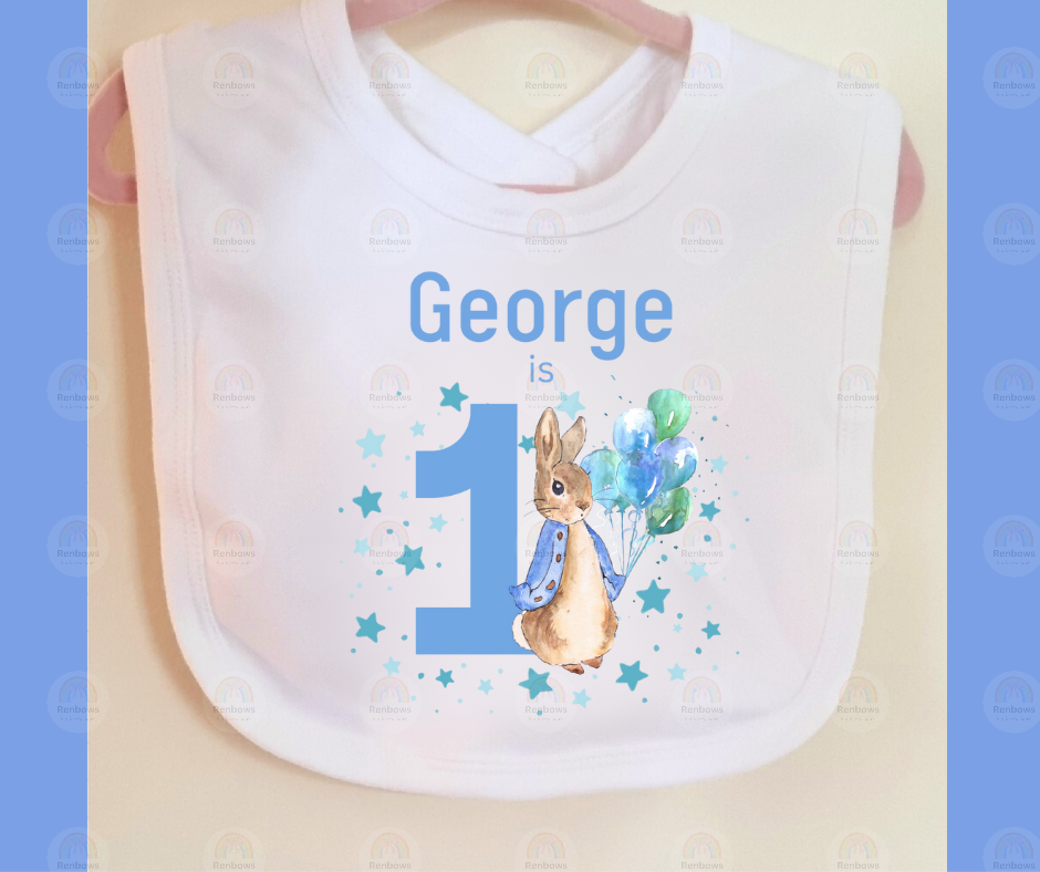 Personalised 1st Birthday Peter Rabbit Bib