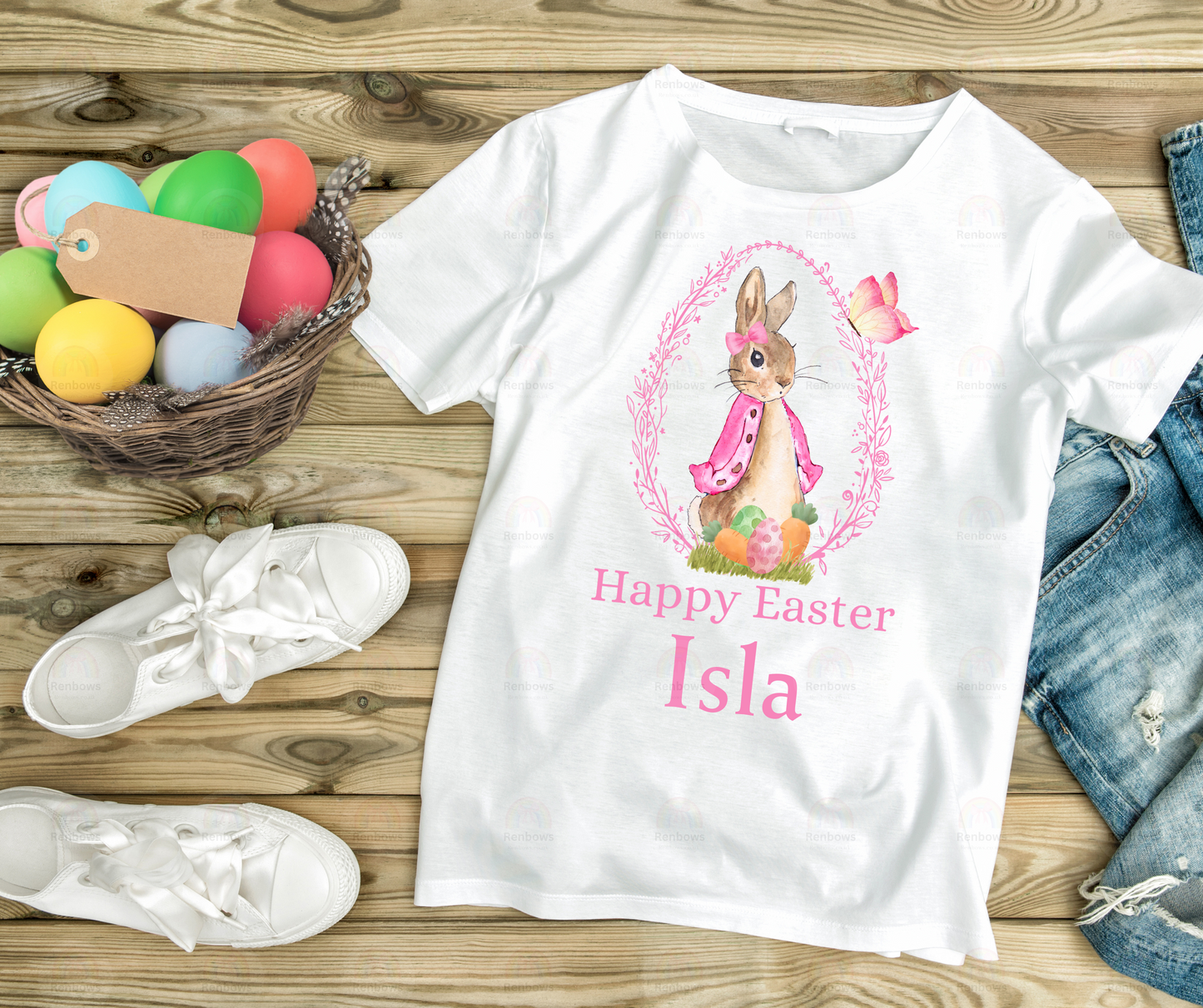 Easter T-shirts with Peter Rabbit and Flopsy. Choose Pink or Blue design.