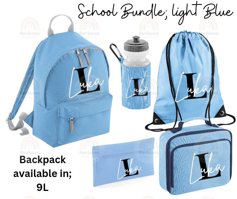 5 pcs Back to School Bundle- Light Blue