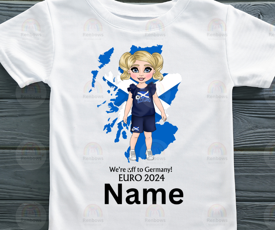 Personalised Toddlers Euro 2024 Tshirt Scotland Girls