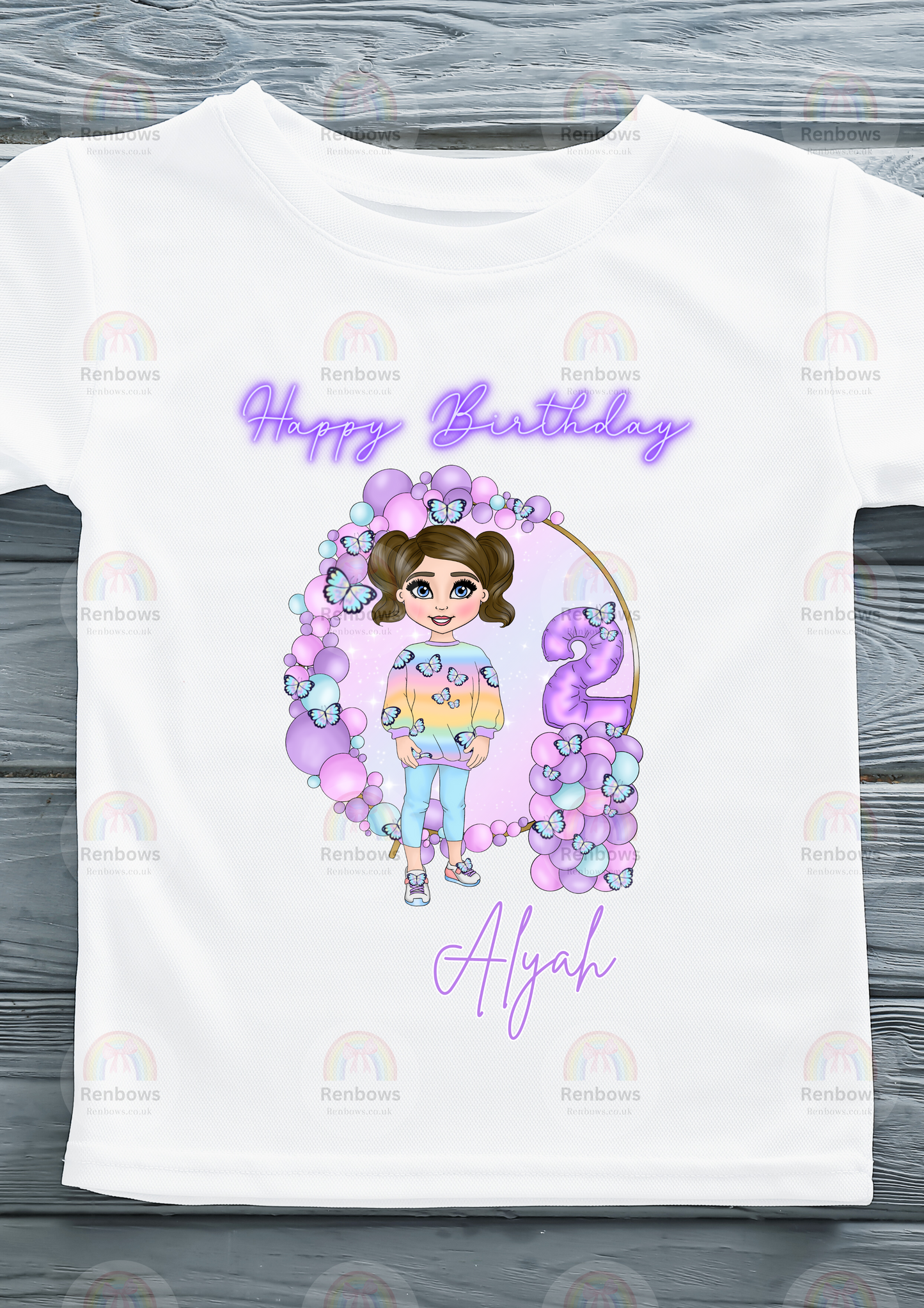 Butterfly Birthday Personalised Dolly Number Tshirt