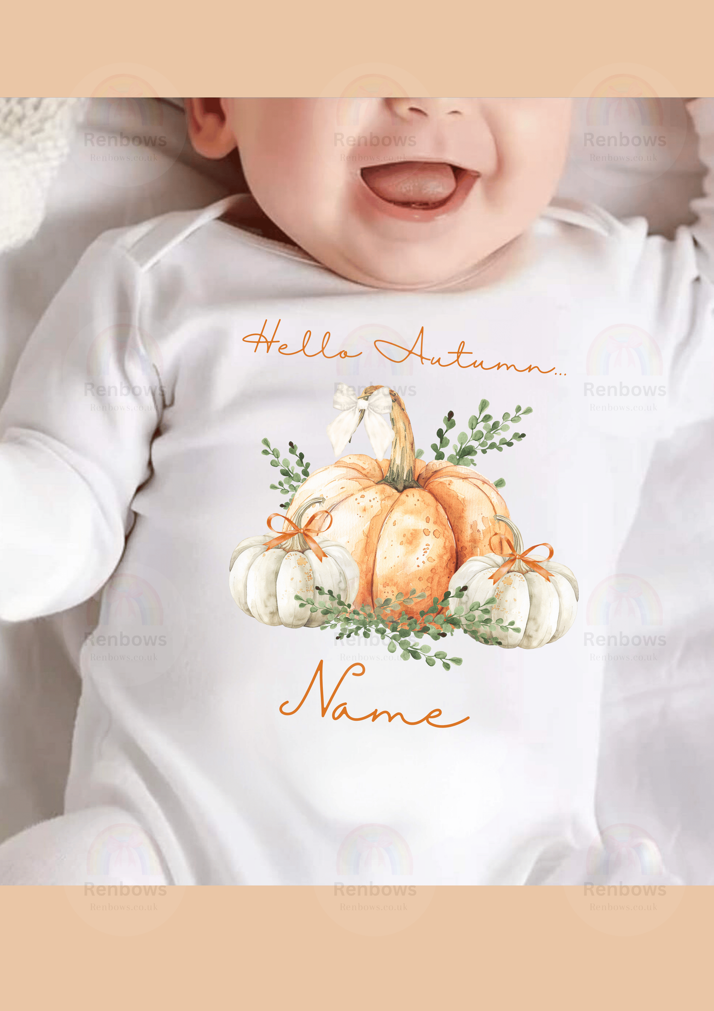 Pumpkin theme Sleepsuit. Perfect for 1st Halloween. Personalised