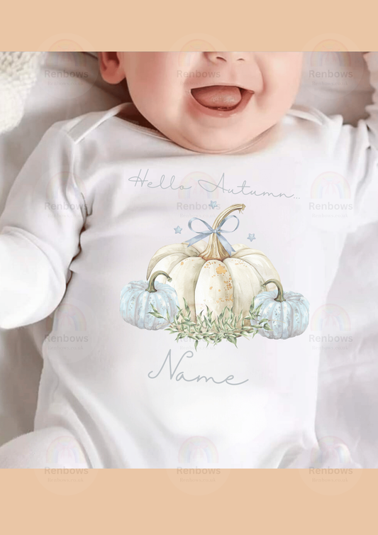 Pumpkin theme Sleepsuit. Perfect for 1st Halloween. Personalised