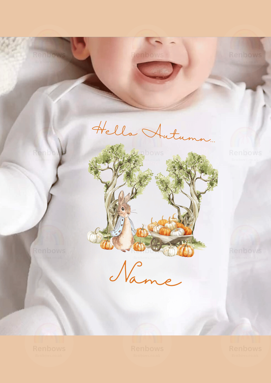 Pumpkin Peter Rabbit Sleepsuit with personalisation