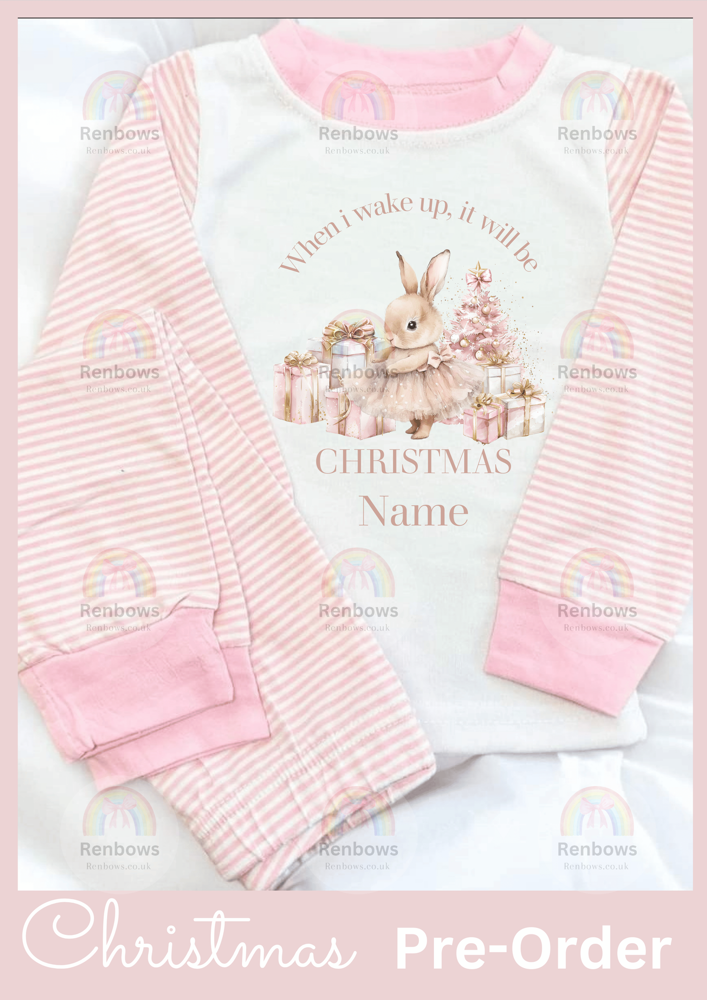 Christmas Pyjamas- Pink Stripe (PRE-ORDER. See description)