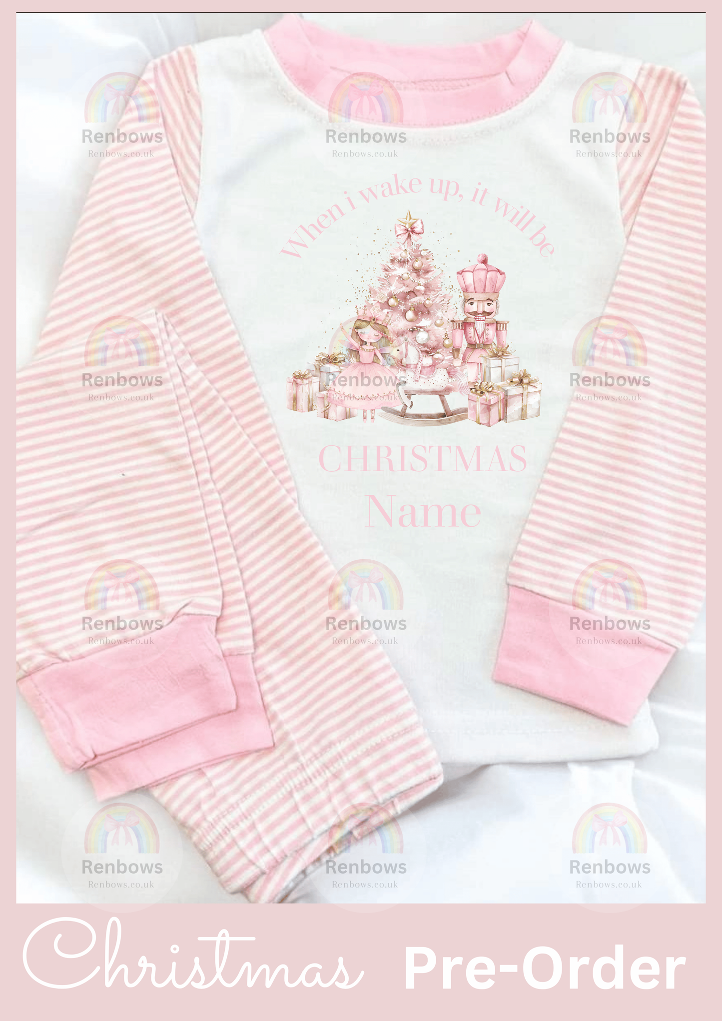 Christmas Pyjamas- Pink Stripe (PRE-ORDER. See description)