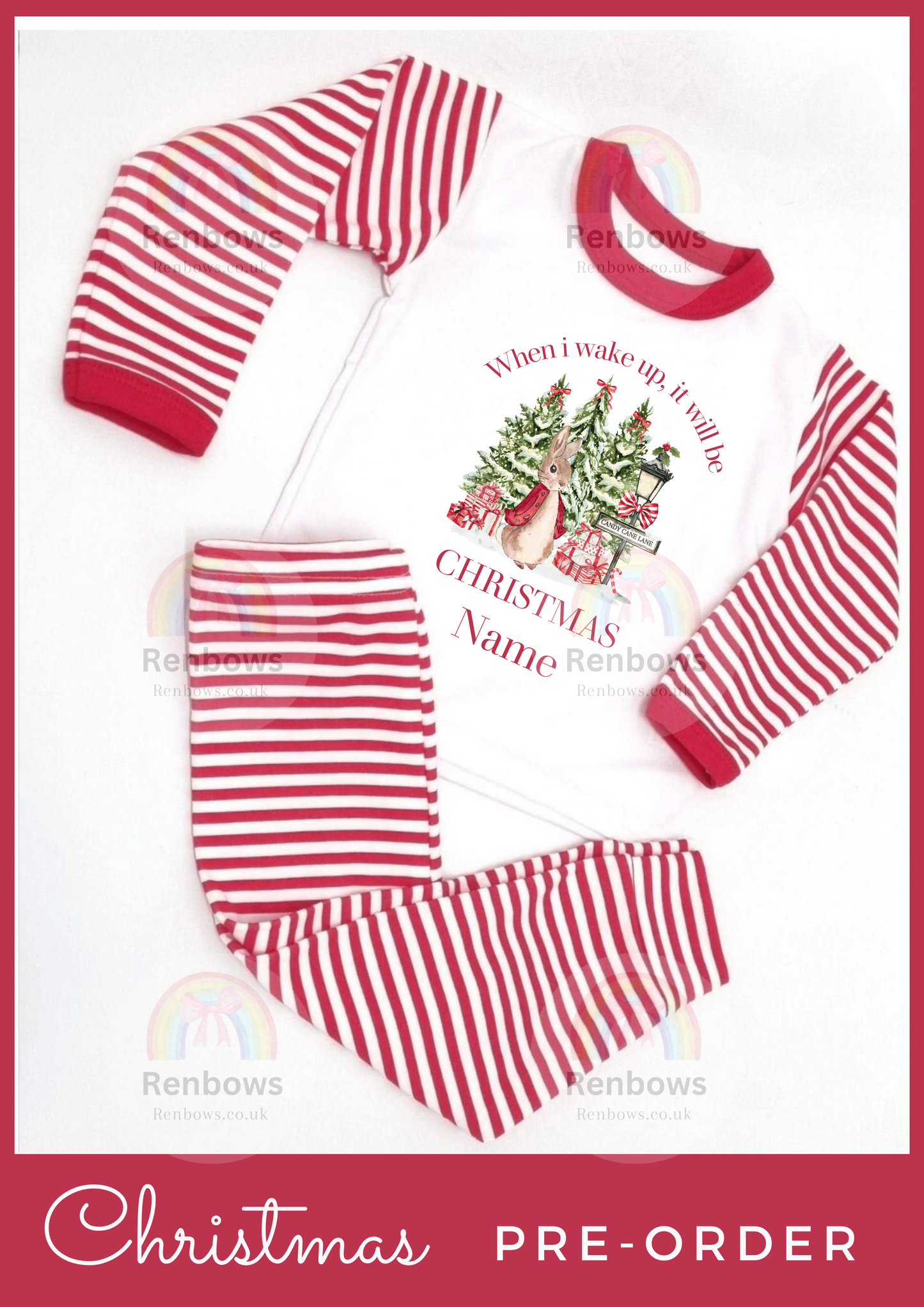 Christmas Pyjamas- Red Stripe. Adult and children. (PRE-ORDER. See description)