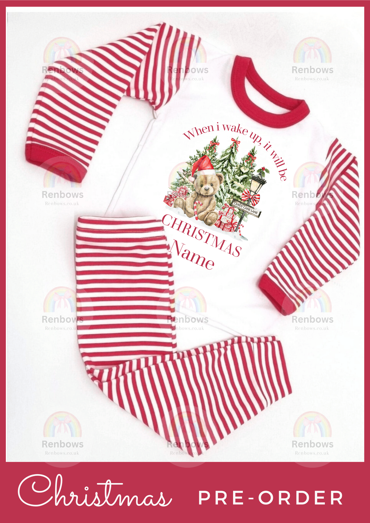 Christmas Pyjamas- Red Stripe. Adult and children. (PRE-ORDER. See description)