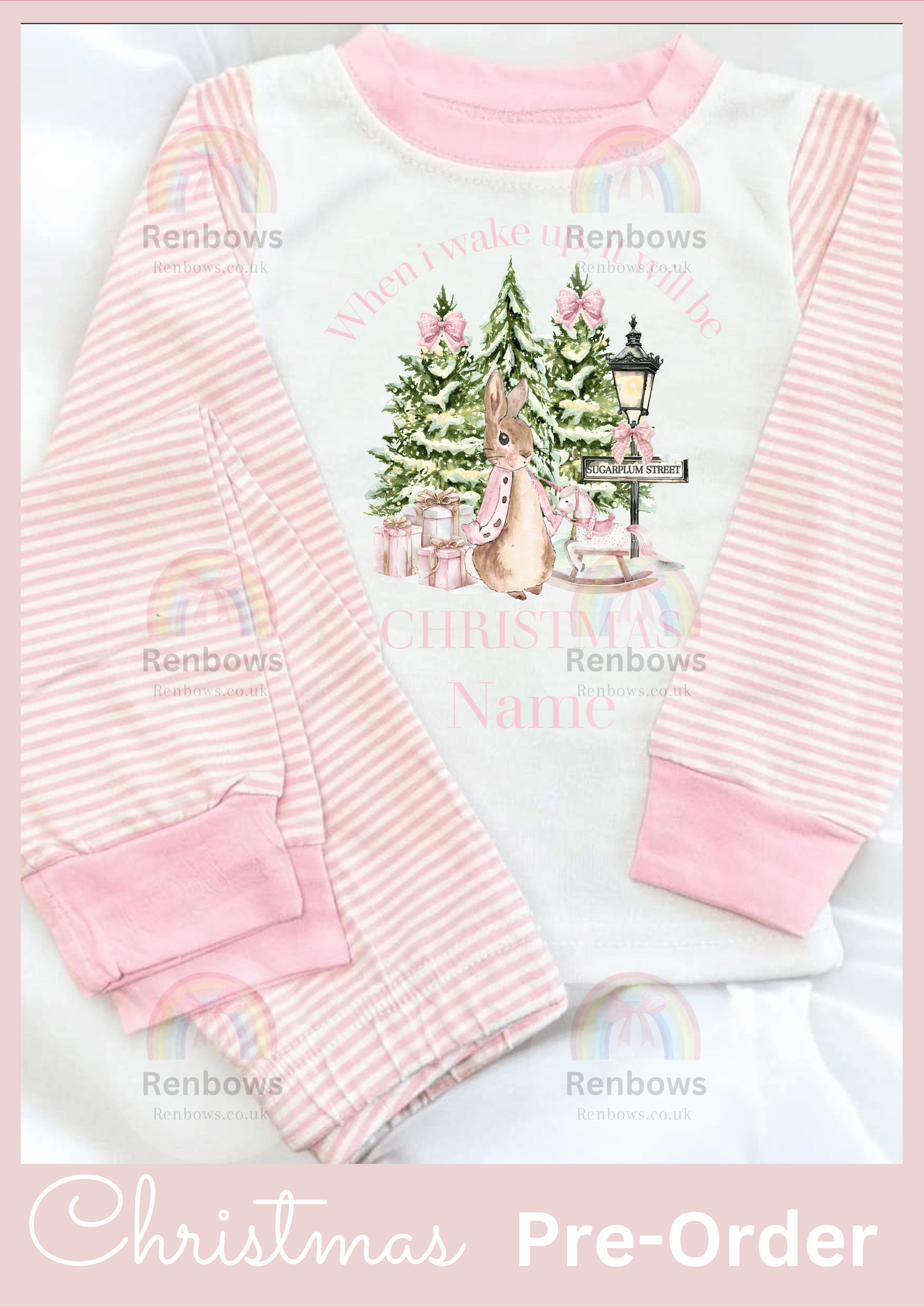 Christmas Pyjamas- Pink Stripe (PRE-ORDER. See description)