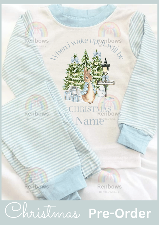 Christmas Pyjamas- Blue Stripe (PRE-ORDER. See description)