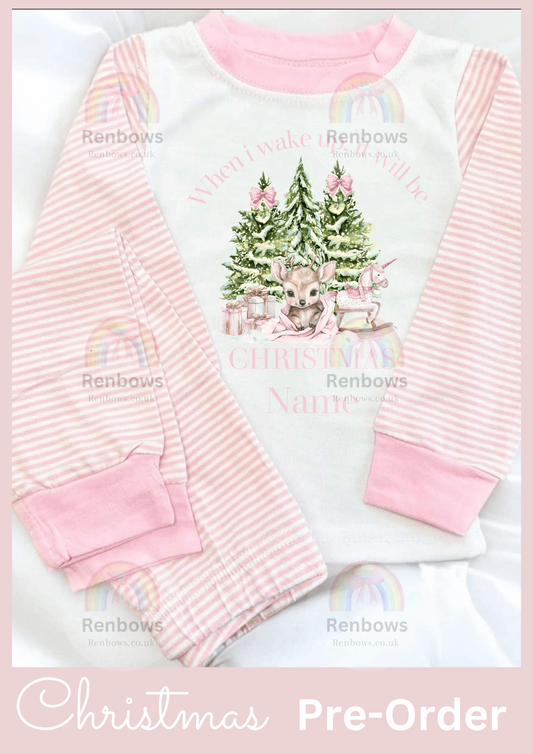 Christmas Pyjamas- Pink Stripe (PRE-ORDER. See description)