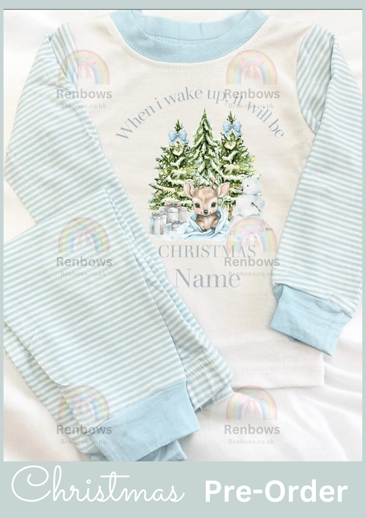 Christmas Pyjamas- Blue Stripe (PRE-ORDER. See description)