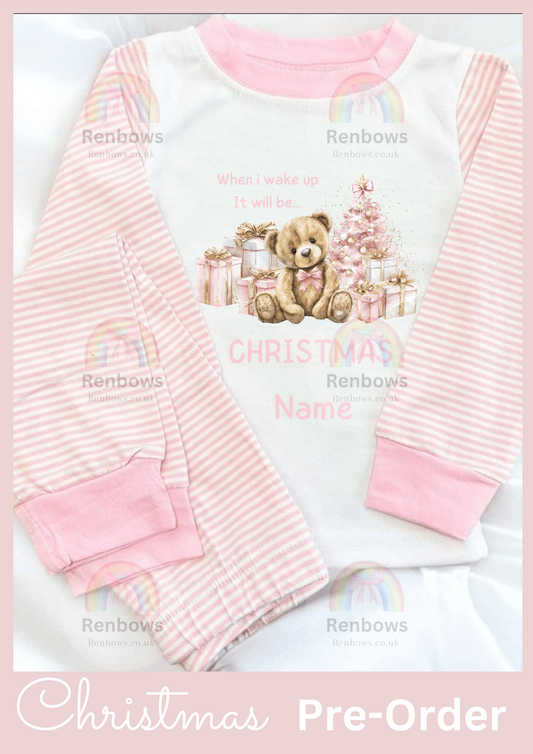 Christmas Pyjamas- Pink Stripe (PRE-ORDER. See description)