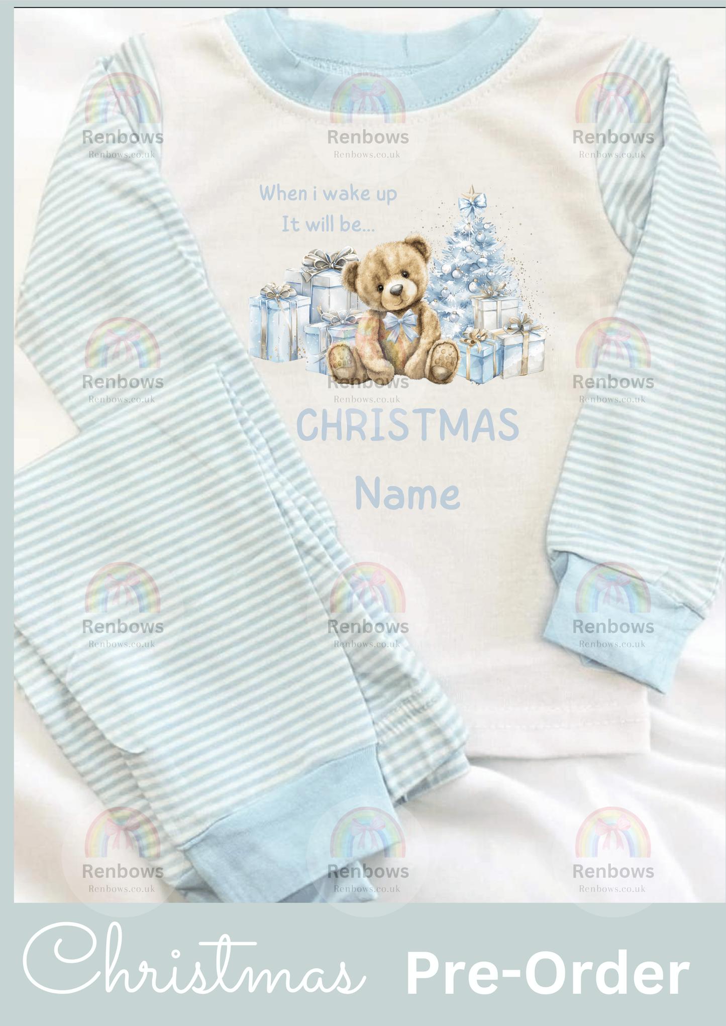 Christmas Pyjamas- Blue Stripe (PRE-ORDER. See description)