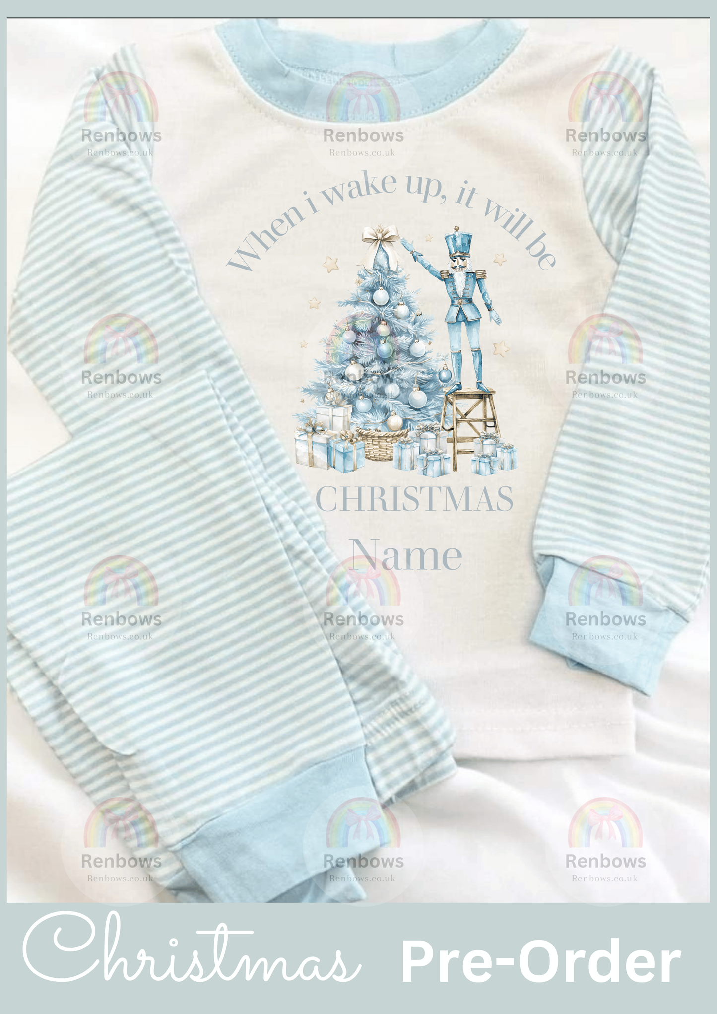 Christmas Pyjamas- Blue Stripe (PRE-ORDER. See description)