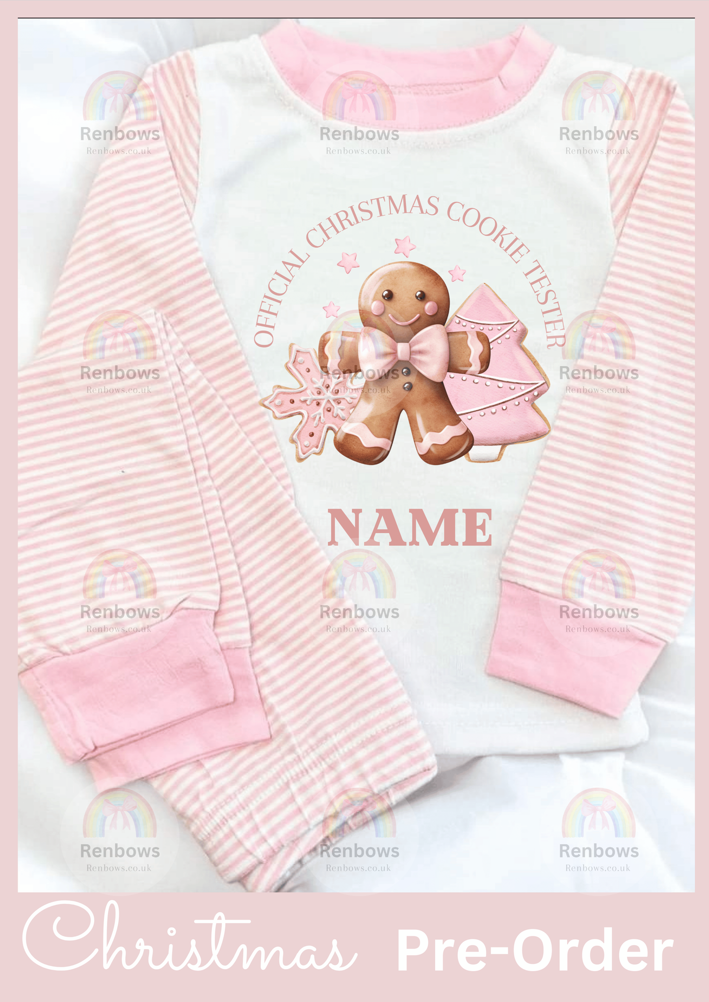 Christmas Pyjamas- Pink Stripe (PRE-ORDER. See description)