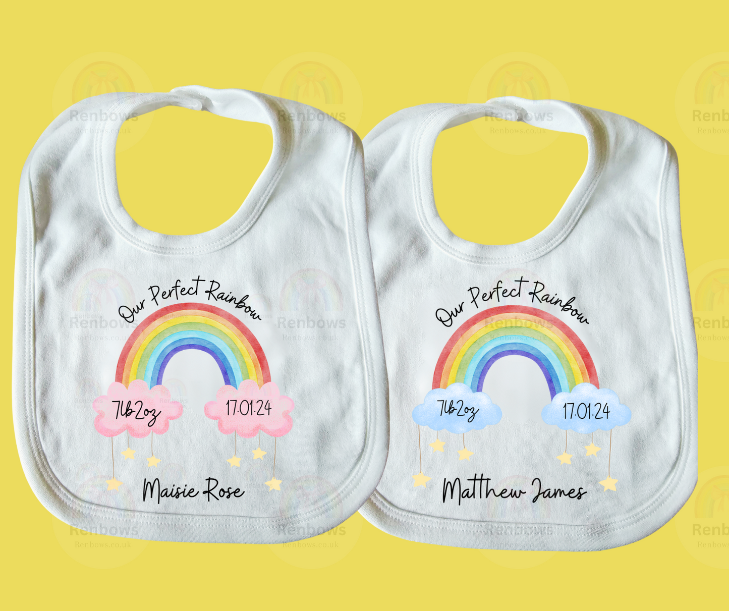 Personalised Rainbow Baby Bib