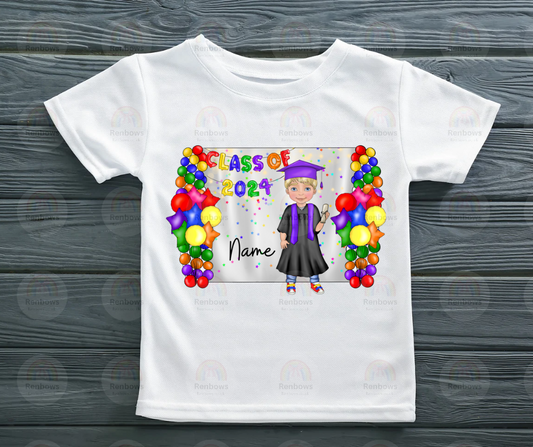 Personalised Boys Nursery Graduation tshirt.