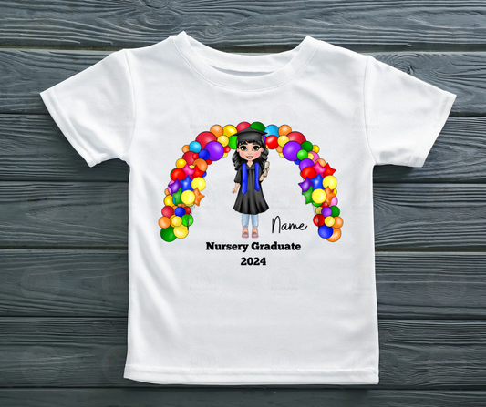 Personalised Girls Nursery Graduation tshirt.