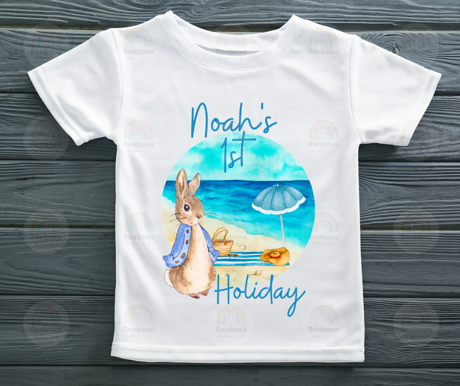 Personalised Peter Rabbit 1st Holiday Tshirt