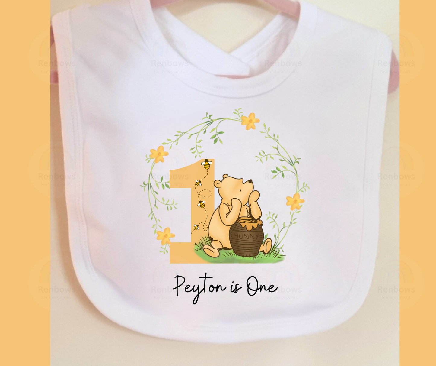 Personalised 1st Birthday Pooh Bear Bib