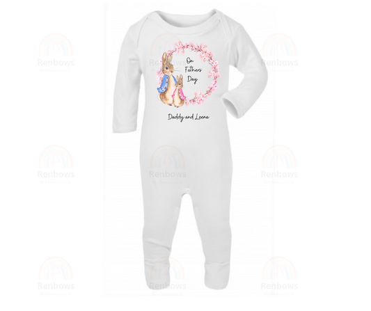 Personalised Fathers Day Rompersuit with Flopsy Rabbit