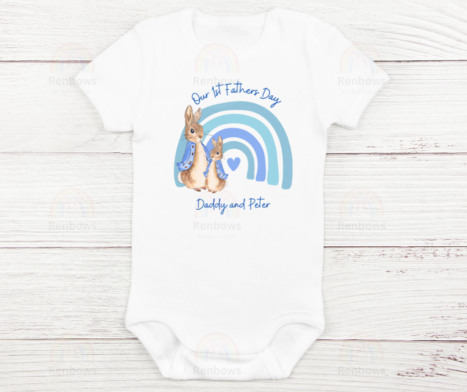 Personalised 1st Fathers Day Vest with Peter Rabbit