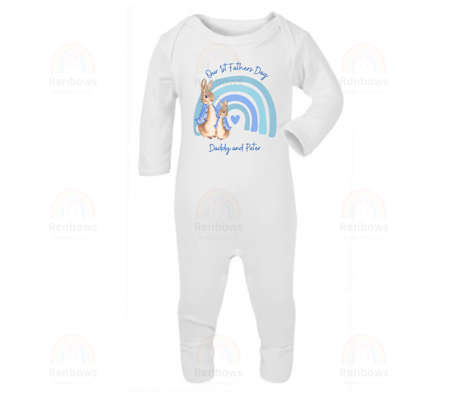 Personalised 1st Fathers Day Rompersuit with Peter Rabbit