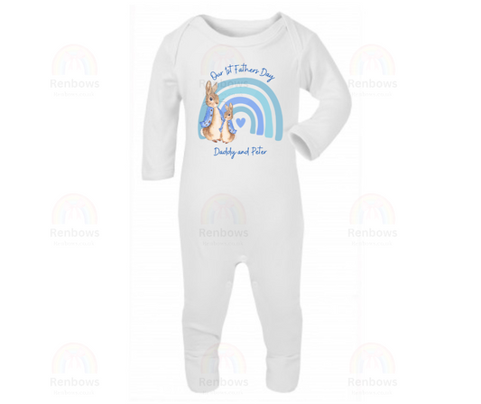 Personalised 1st Fathers Day Rompersuit with Peter Rabbit