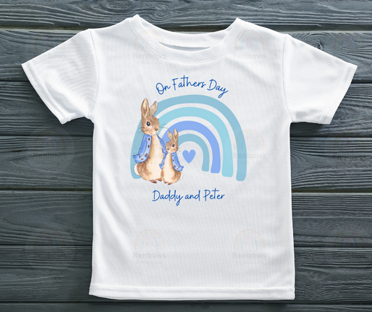 Personalised Fathers Day tshirt with Peter Rabbit