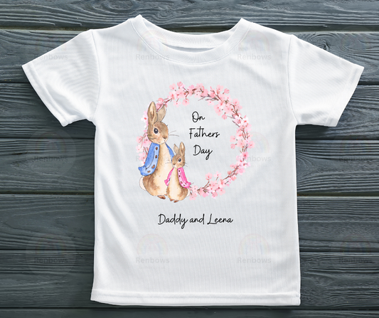 Personalised Fathers Day tshirt with Peter Rabbit