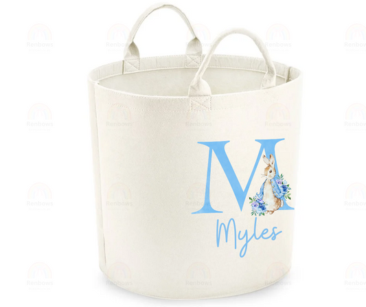 Personalised Storage/Toy Trug with Peter Rabbit theme available in blue or pink