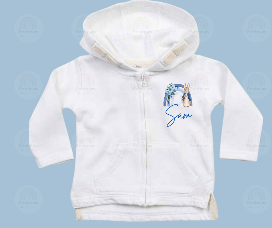 White Babybugz Baby Hoody Personalised 12-18months