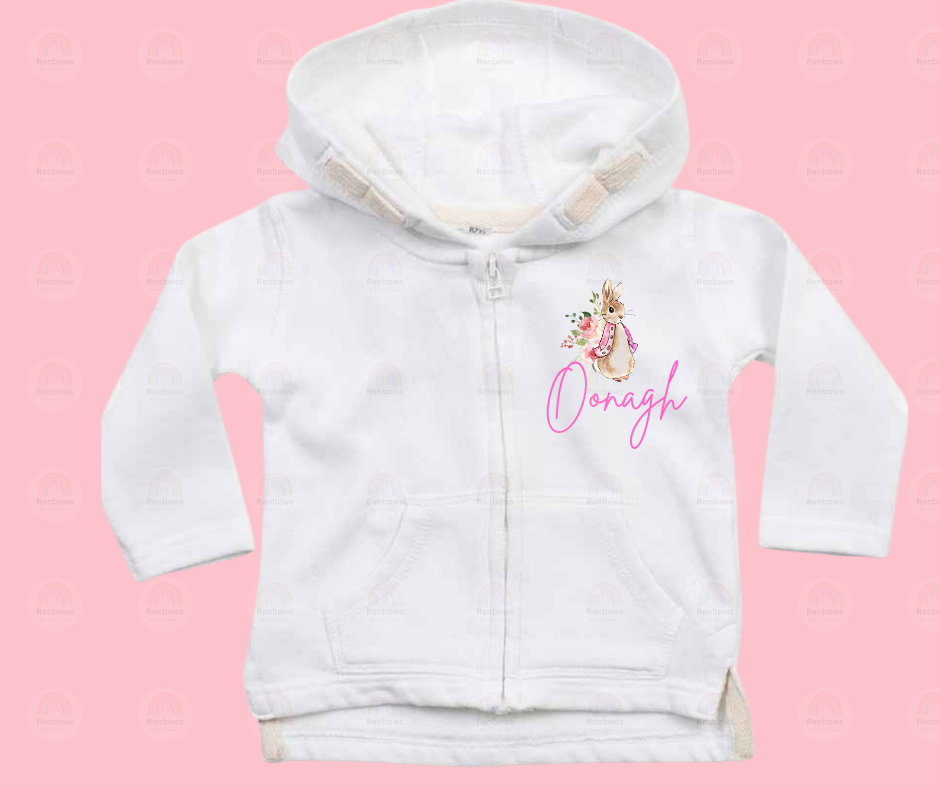 White Babybugz Baby Hoody Personalised 12-18months