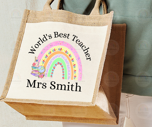 Teacher Gift; Personalised jute bag