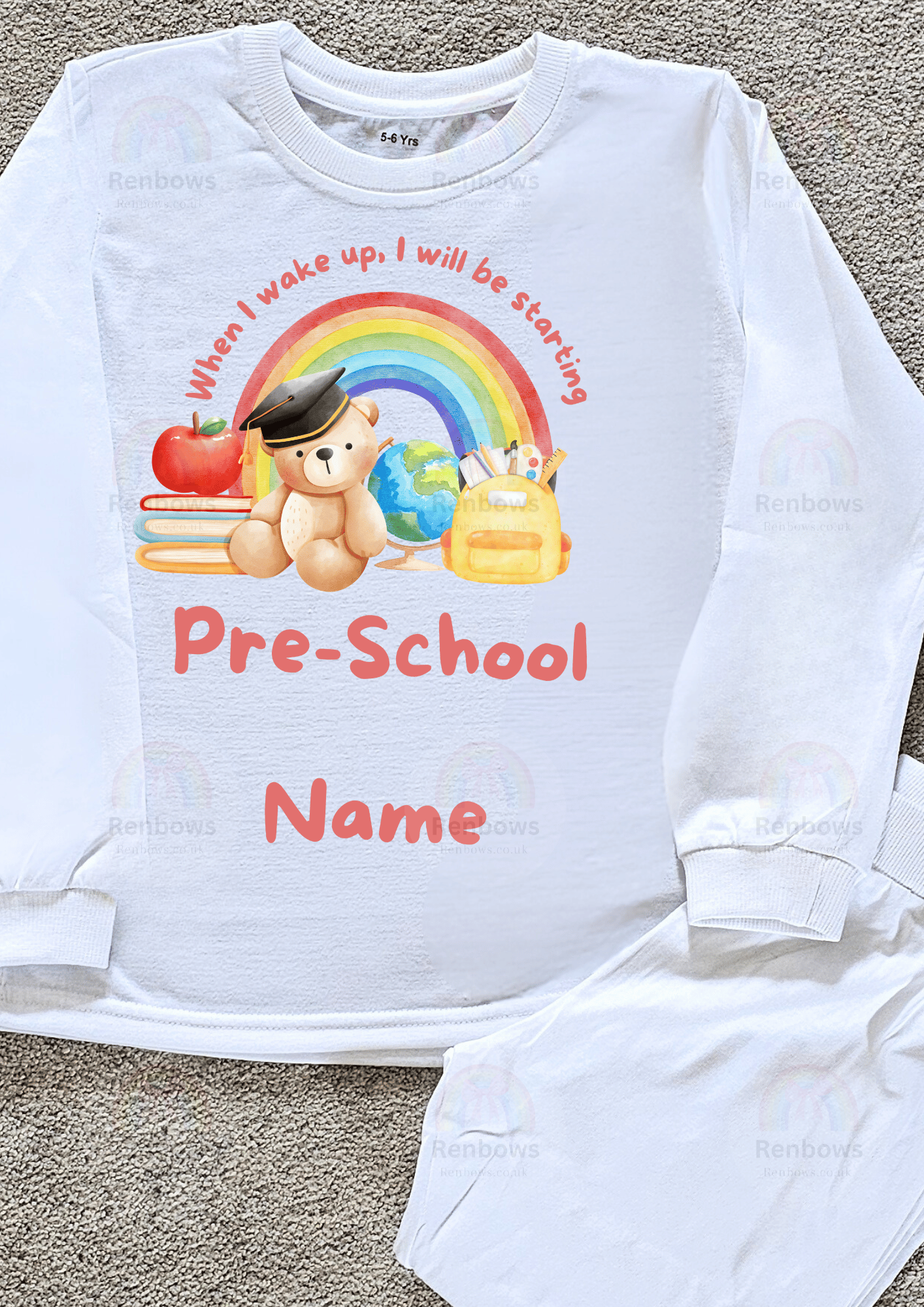 When I wake up, I will be starting Nursery, Pre-School,  Primary School PJs. Personalised.