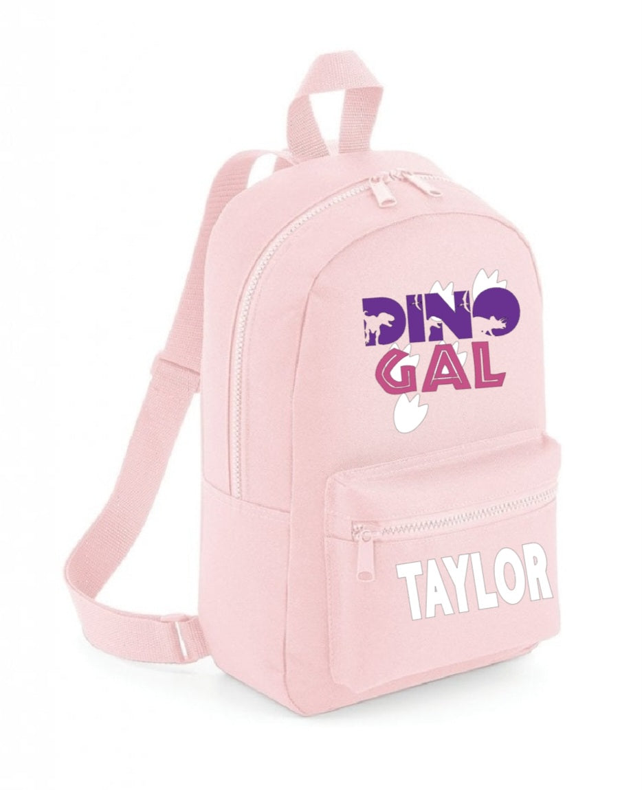 Dinosaur Mini Backpack/Rucksack in pink or blue Personalised