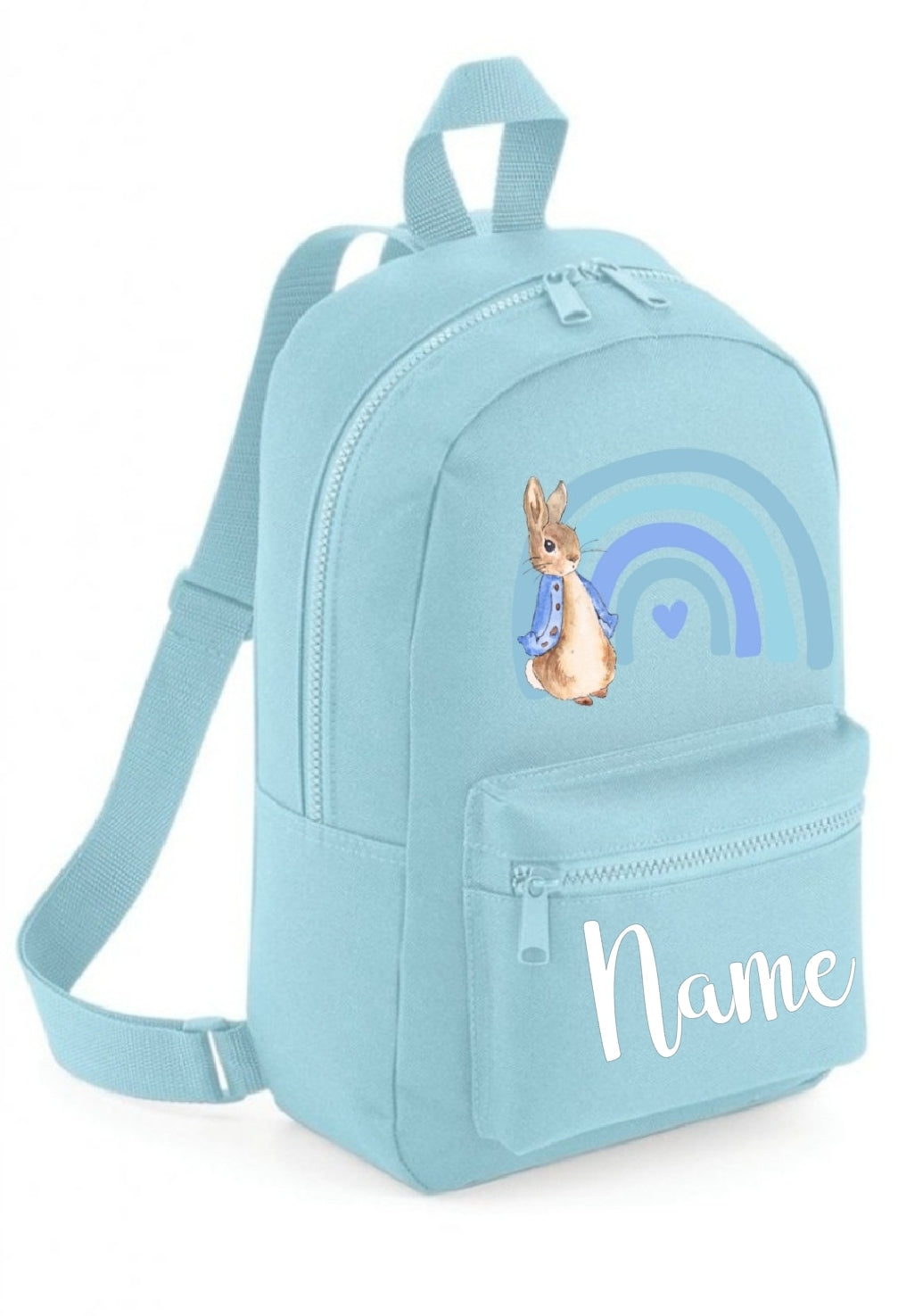 Personalised Peter Rabbit Rainbow Mini Backpack in Blue