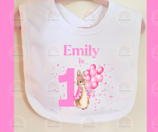 Personalised 1st Birthday Flopsy Rabbit Bib