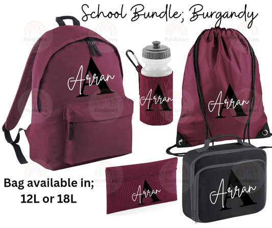 5 pcs Back to School Bundle- Burgundy