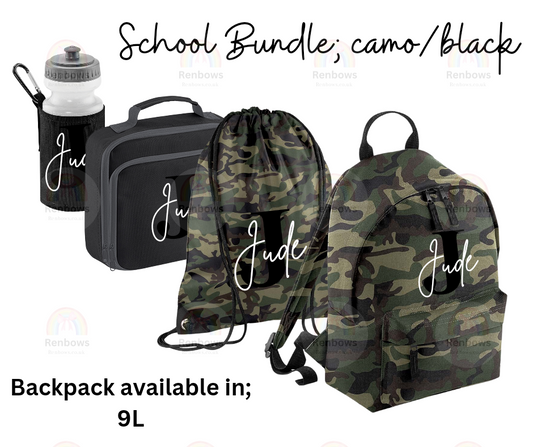 4 pcs Back to School Bundle- Camo (9L Backpack)