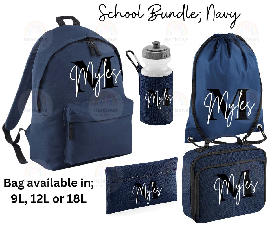 5 pcs Back to School Bundle- Navy Blue